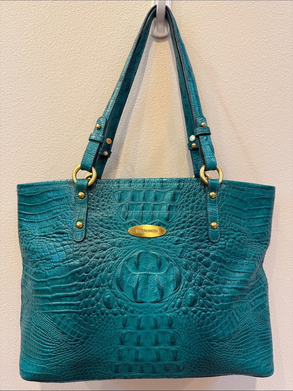 Brahmin Medium Asher Tote Ocean Melbourne Croc-Embossed Leather